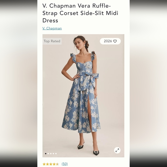 V. Chapman Vera Ruffle-Strap Midi Dress - Picture 13 of 16